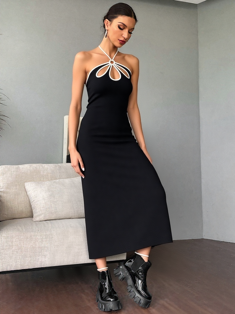 Classic Halter Neck Midi Gown