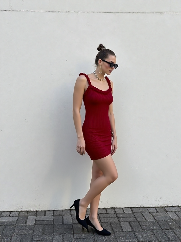 Hot Ruffled Bodycon Dress