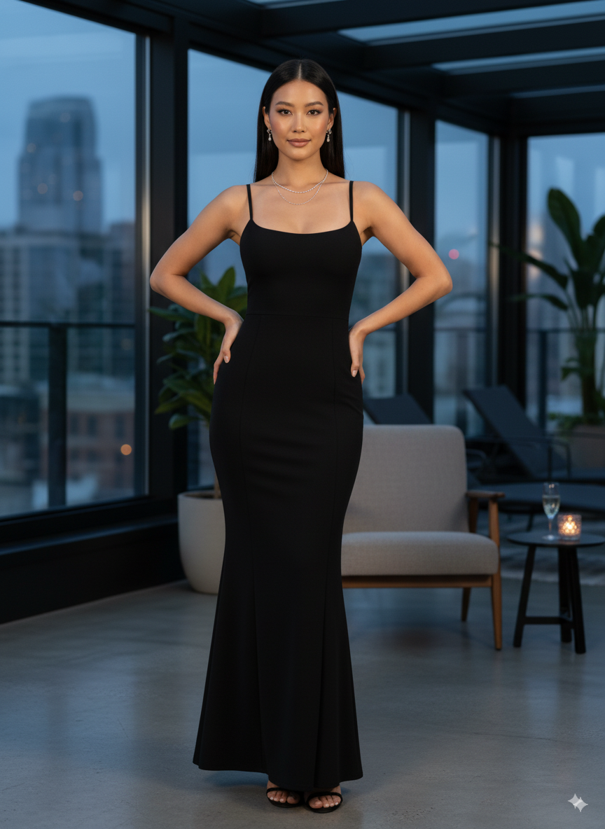 Sleek Cami Strap Maxi Dress