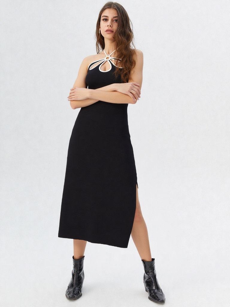 Classic Halter Neck Midi Gown