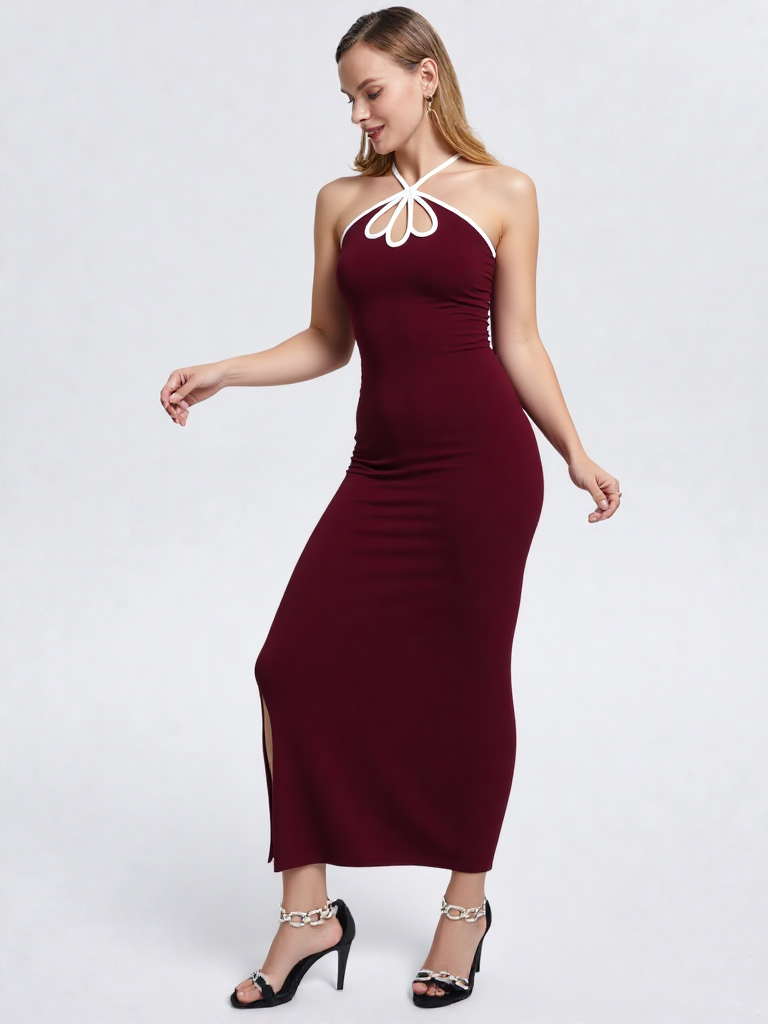 Classic Halter Neck Midi Gown