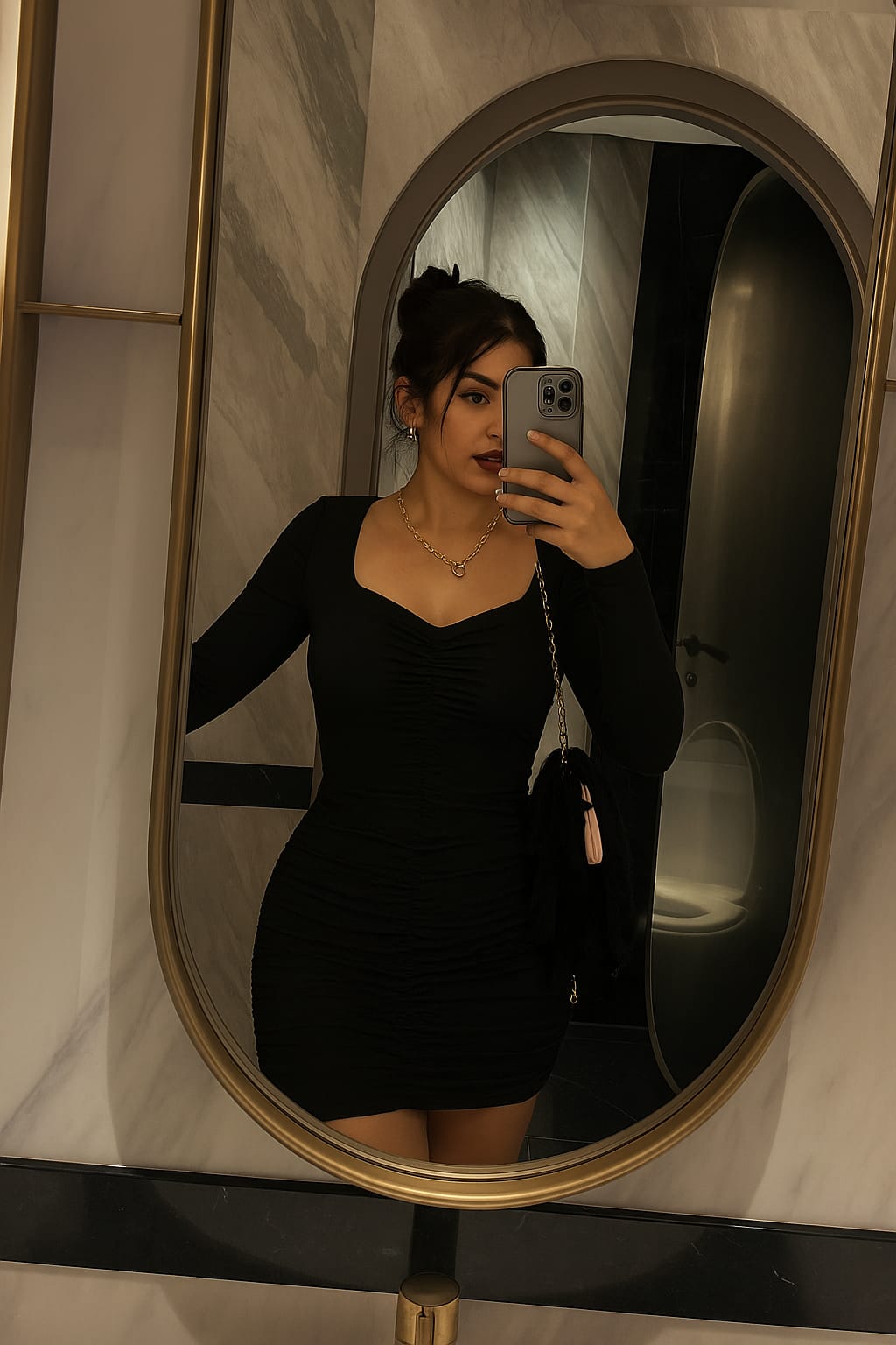 Chic Black Ruched Mini Dress